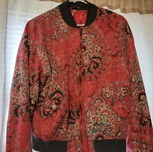 Free People pink floral bomber jacket. Size SM